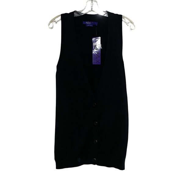 Miley Cyrus x Max Azria Sweater Vest Womens L Black Dark Academia Preppy Winter - Picture 1 of 5